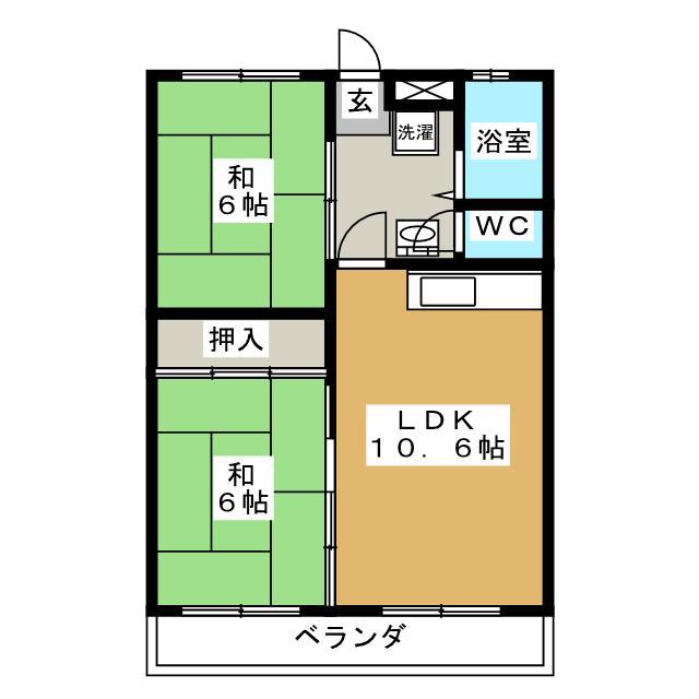 木村コーポ A棟(2LDK/2階)の間取り写真