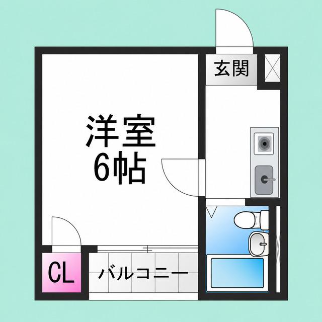 サンライズ鳳(1K/2階)の間取り写真