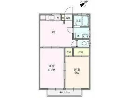 タカムラ第2コープA棟(2DK/2階)の間取り写真