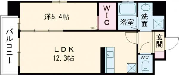 MUU.黒崎(1LDK/4階)の間取り写真