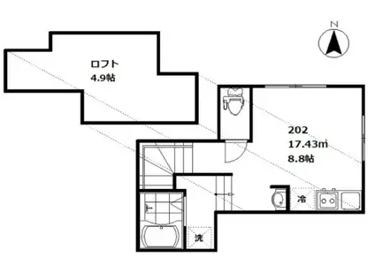 ALESCO羽田(ワンルーム/2階)の間取り写真