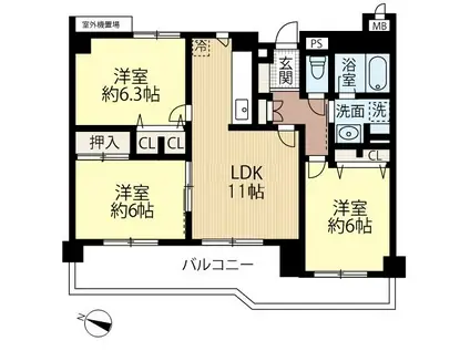 シャンポワール東大宮(3LDK/2階)の間取り写真