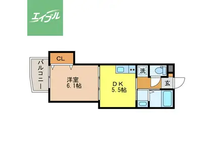 タウンコート中町(1DK/9階)の間取り写真