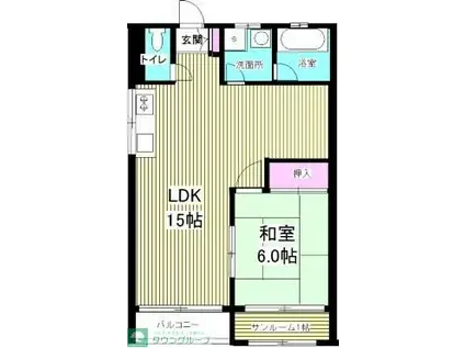 鎌倉ハイツ(1LDK/2階)の間取り写真