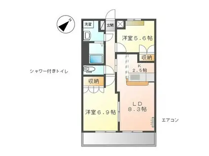 サンコート瀬戸 I(2LDK/1階)の間取り写真