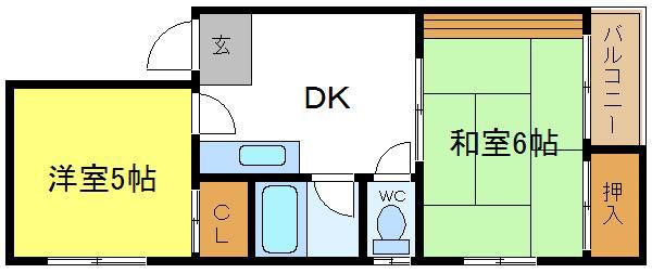 パークサイドマンション(2DK/1階)の間取り写真