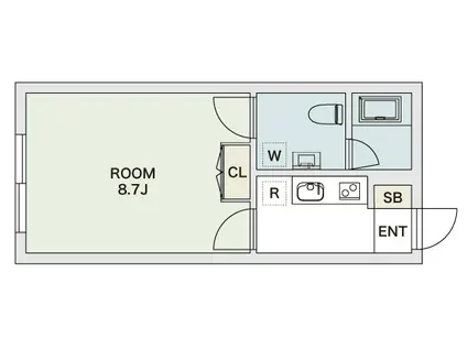 AZ SMART 世田谷(1K/1階)の間取り写真