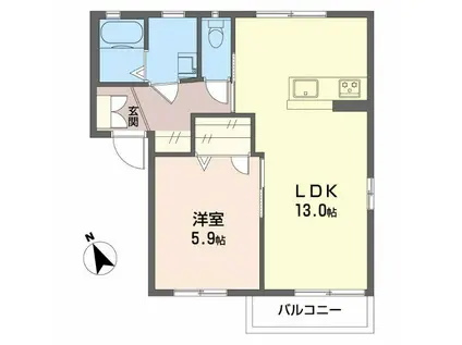 ルミエールやまだ N(1LDK/2階)の間取り写真