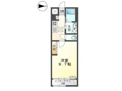 ガーデン(1K/1階)の間取り写真