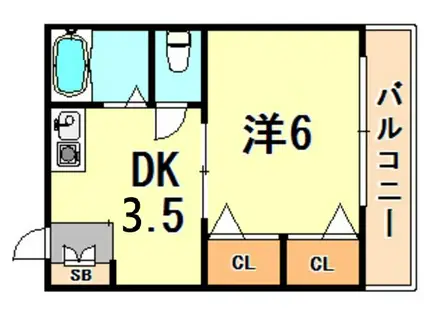 プラネットフィールド兵庫(1K/3階)の間取り写真