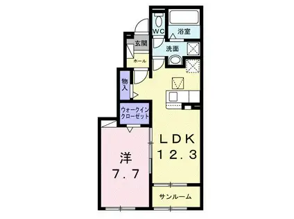 プリュニエ キャトル(1LDK/1階)の間取り写真