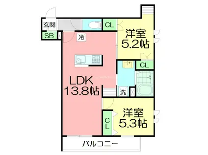PACE FUJISAWA(2LDK/3階)の間取り写真