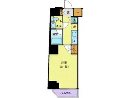 メイクスデザイン門前仲町グローブ(1K/11階)の間取り写真