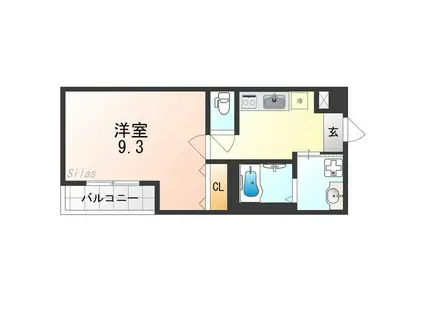 フジパレス上野芝III番館(1K/2階)の間取り写真