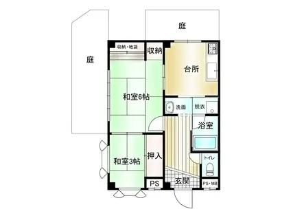 KOHARAマンション(2DK/1階)の間取り写真