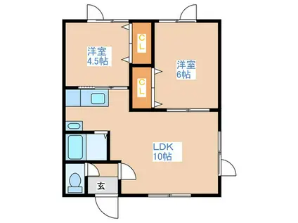 コーポ新宿A(2LDK/1階)の間取り写真