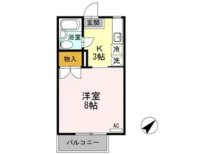 メゾンU(1K/2階)の間取り写真