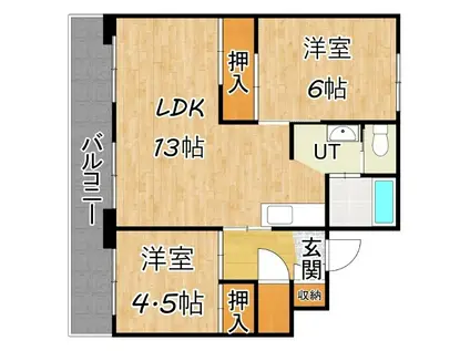 ビレッジハウス大成1号棟(2LDK/4階)の間取り写真
