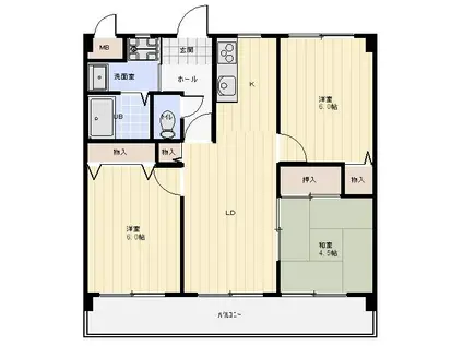 ポートパレ(3LDK/3階)の間取り写真