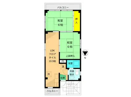 井上ビル(2LDK/4階)の間取り写真