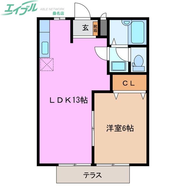 ドルフィンNO.1(1LDK/1階)の間取り写真