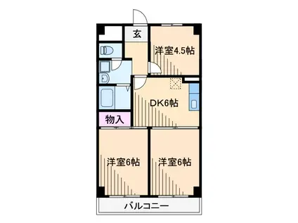 マンション新明日吉(3DK/4階)の間取り写真
