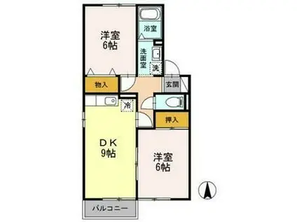 パークサイド大門(2DK/2階)の間取り写真