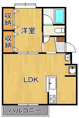 田ノ浦ハイツ(1LDK/1階)の間取り写真
