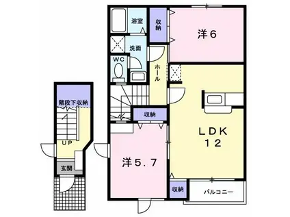 ヴィラアヴェニューII(2LDK/2階)の間取り写真