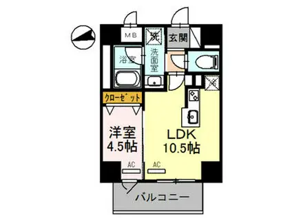 パンセ新町(1LDK/8階)の間取り写真