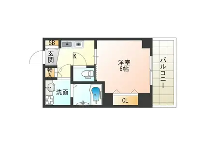 ウインズコート西梅田(1K/4階)の間取り写真