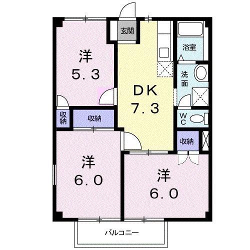 コーポラス貴船(3DK/2階)の間取り写真