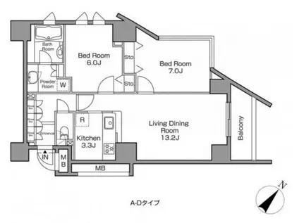 レジディアタワー中目黒(2LDK/11階)の間取り写真