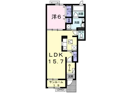 ANGE(1LDK/1階)の間取り写真