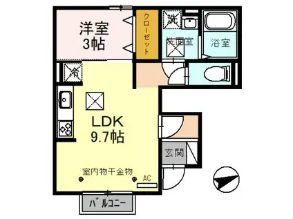 アスコット(1LDK/1階)の間取り写真