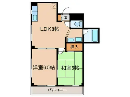 グランピエ多摩(2LDK/1階)の間取り写真