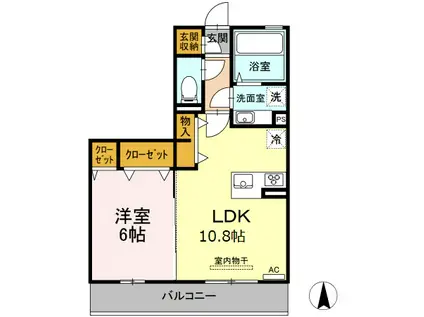 熊本市電健軍線 健軍町駅 徒歩78分 3階建 築6年(1LDK/3階)の間取り写真