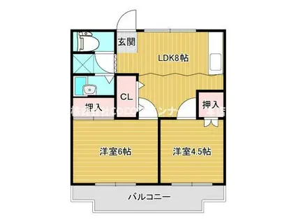 城南マンション(2LDK/3階)の間取り写真