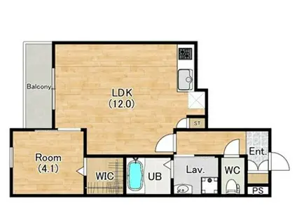 ティーテラス(1LDK/3階)の間取り写真