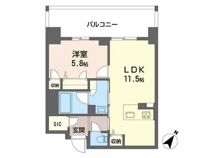 リビエナ グラン 新梅田(1LDK/7階)の間取り写真