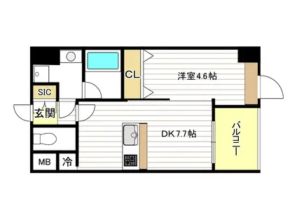 プレジオ難波ASIAN(1DK/7階)の間取り写真