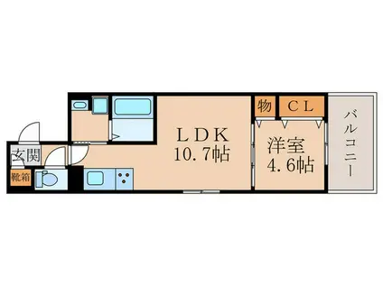 D‐ROOM丹波橋(1LDK/3階)の間取り写真