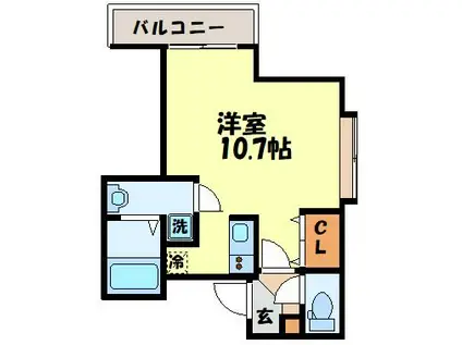 グランポルト樺島(1K/3階)の間取り写真