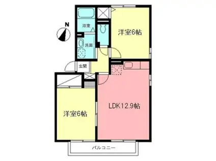 ベル・フラットA(2LDK/2階)の間取り写真