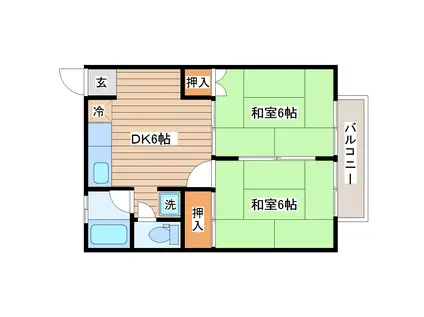 ウィンディ泉崎(2DK/2階)の間取り写真