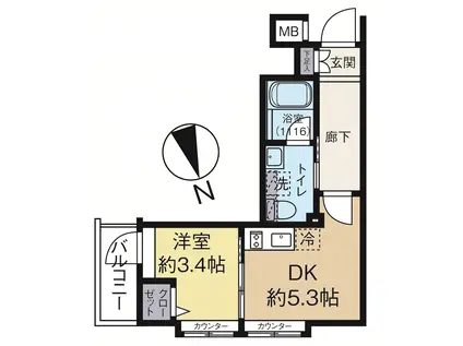 SYFORME KOMAGOMEII(1DK/4階)の間取り写真