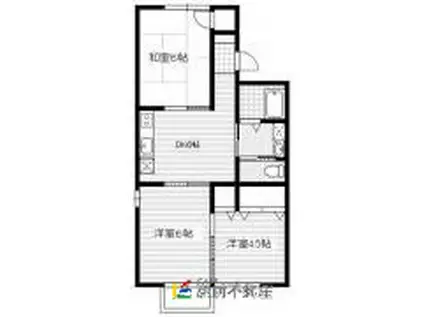 パークハイツC(3DK/1階)の間取り写真