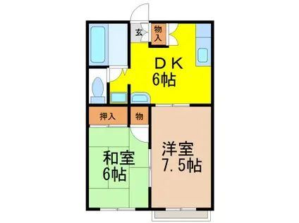 グリーンハイツA(2DK/2階)の間取り写真