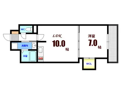 ベルパッソ平和公園(1LDK/7階)の間取り写真