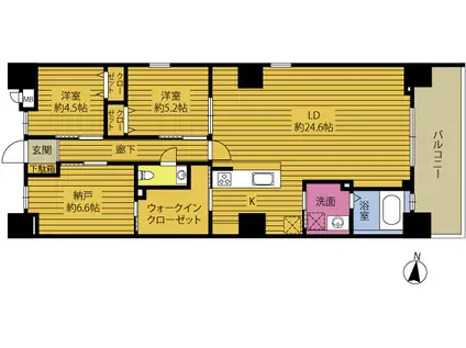 エレグランス府内(2LDK/11階)の間取り写真